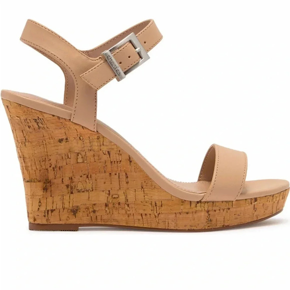 Charles by Charles David leather wedge sandal cork heel size 11 ankle strap - Picture 5 of 7